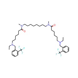 CCN(CCCCCC(=O)N(C)CCCCCCCCN(C)C(=O)CCCCCN(CC)Cc1ccccc1C(F)(F)F)Cc1ccccc1C(F)(F)F ZINC000095606390