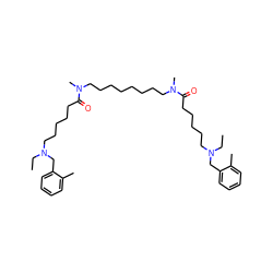 CCN(CCCCCC(=O)N(C)CCCCCCCCN(C)C(=O)CCCCCN(CC)Cc1ccccc1C)Cc1ccccc1C ZINC000028099795