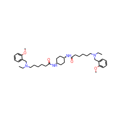 CCN(CCCCCC(=O)N[C@H]1CC[C@H](NC(=O)CCCCCN(CC)Cc2ccccc2OC)CC1)Cc1ccccc1OC ZINC000261134749