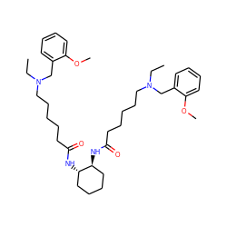 CCN(CCCCCC(=O)N[C@H]1CCCC[C@@H]1NC(=O)CCCCCN(CC)Cc1ccccc1OC)Cc1ccccc1OC ZINC000044350684