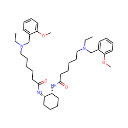 CCN(CCCCCC(=O)N[C@H]1CCCC[C@H]1NC(=O)CCCCCN(CC)Cc1ccccc1OC)Cc1ccccc1OC ZINC000049889475