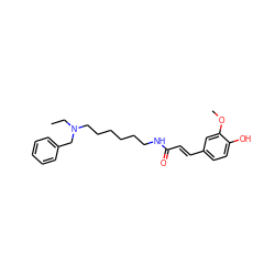 CCN(CCCCCCNC(=O)/C=C/c1ccc(O)c(OC)c1)Cc1ccccc1 ZINC000653715434