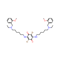 CCN(CCCCCCNC1=C(Br)C(=O)C(NCCCCCCN(CC)Cc2ccccc2OC)=C(Br)C1=O)Cc1ccccc1OC ZINC000150541851