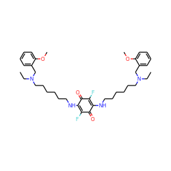 CCN(CCCCCCNC1=C(F)C(=O)C(NCCCCCCN(CC)Cc2ccccc2OC)=C(F)C1=O)Cc1ccccc1OC ZINC000150541839