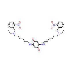 CCN(CCCCCCNC1=CC(=O)C(NCCCCCCN(CC)Cc2ccccc2[N+](=O)[O-])=CC1=O)Cc1ccccc1[N+](=O)[O-] ZINC000150568796