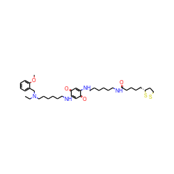 CCN(CCCCCCNC1=CC(=O)C(NCCCCCCNC(=O)CCCC[C@@H]2CCSS2)=CC1=O)Cc1ccccc1OC ZINC000150537082