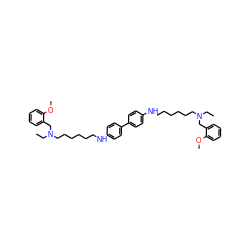 CCN(CCCCCCNc1ccc(-c2ccc(NCCCCCCN(CC)Cc3ccccc3OC)cc2)cc1)Cc1ccccc1OC ZINC000028634948