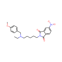 CCN(CCCCCN1C(=O)c2ccc([N+](=O)[O-])cc2C1=O)Cc1ccc(OC)cc1 ZINC000013738598