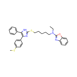 CCN(CCCCCSc1nc(-c2ccc(SC)cc2)c(-c2ccccc2)[nH]1)c1nc2ccccc2o1 ZINC000029477271