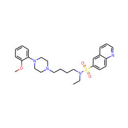 CCN(CCCCN1CCN(c2ccccc2OC)CC1)S(=O)(=O)c1ccc2ncccc2c1 ZINC000073169512