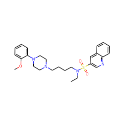 CCN(CCCCN1CCN(c2ccccc2OC)CC1)S(=O)(=O)c1cnc2ccccc2c1 ZINC000073169863