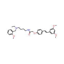 CCN(CCCCNC(=O)COc1ccc(/C=C/c2cc(OC)cc(OC)c2)cc1)Cc1ccccc1OC ZINC000653746557