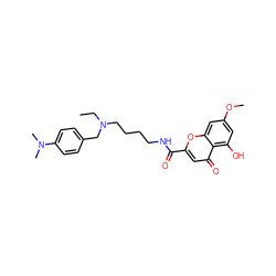 CCN(CCCCNC(=O)c1cc(=O)c2c(O)cc(OC)cc2o1)Cc1ccc(N(C)C)cc1 ZINC000299858736