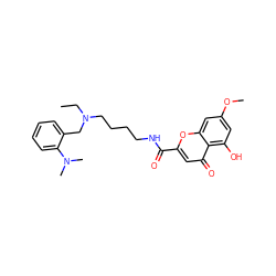 CCN(CCCCNC(=O)c1cc(=O)c2c(O)cc(OC)cc2o1)Cc1ccccc1N(C)C ZINC000299855487