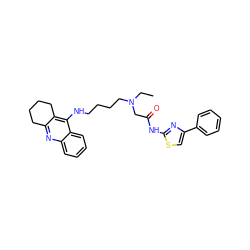 CCN(CCCCNc1c2c(nc3ccccc13)CCCC2)CC(=O)Nc1nc(-c2ccccc2)cs1 ZINC000095577386