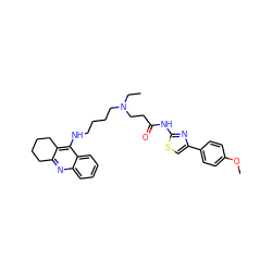 CCN(CCCCNc1c2c(nc3ccccc13)CCCC2)CCC(=O)Nc1nc(-c2ccc(OC)cc2)cs1 ZINC000095575633