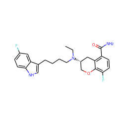 CCN(CCCCc1c[nH]c2ccc(F)cc12)[C@H]1COc2c(F)ccc(C(N)=O)c2C1 ZINC000034479294