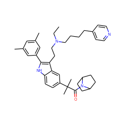 CCN(CCCCc1ccncc1)CCc1c(-c2cc(C)cc(C)c2)[nH]c2ccc(C(C)(C)C(=O)N3C4CCC3CC4)cc12 ZINC000029416556