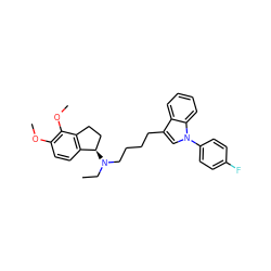 CCN(CCCCc1cn(-c2ccc(F)cc2)c2ccccc12)[C@@H]1CCc2c1ccc(OC)c2OC ZINC000299836533