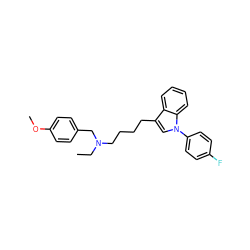 CCN(CCCCc1cn(-c2ccc(F)cc2)c2ccccc12)Cc1ccc(OC)cc1 ZINC000299835106