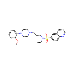 CCN(CCCN1CCN(c2ccccc2OC)CC1)S(=O)(=O)c1ccc2ncccc2c1 ZINC000073169865