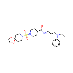 CCN(CCCNC(=O)C1CCN(S(=O)(=O)N2CCC3(CC2)OCCO3)CC1)c1ccccc1 ZINC000004035681