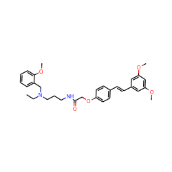 CCN(CCCNC(=O)COc1ccc(/C=C/c2cc(OC)cc(OC)c2)cc1)Cc1ccccc1OC ZINC000653737777