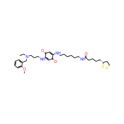 CCN(CCCNC1=CC(=O)C(NCCCCCCNC(=O)CCCC[C@@H]2CCSS2)=CC1=O)Cc1ccccc1OC ZINC000101284244