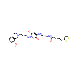 CCN(CCCNC1=CC(=O)C(NCCCNC(=O)CCCC[C@@H]2CCSS2)=CC1=O)Cc1ccccc1OC ZINC000101284249