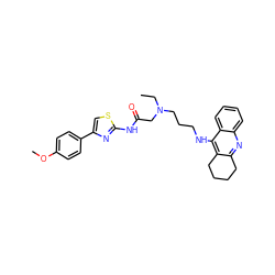 CCN(CCCNc1c2c(nc3ccccc13)CCCC2)CC(=O)Nc1nc(-c2ccc(OC)cc2)cs1 ZINC000095576230