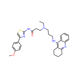 CCN(CCCNc1c2c(nc3ccccc13)CCCC2)CCC(=O)Nc1nc(-c2ccc(OC)cc2)cs1 ZINC000095580679