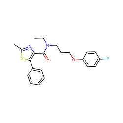 CCN(CCCOc1ccc(F)cc1)C(=O)c1nc(C)sc1-c1ccccc1 ZINC000137261860