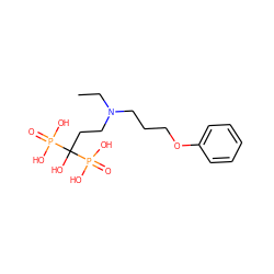 CCN(CCCOc1ccccc1)CCC(O)(P(=O)(O)O)P(=O)(O)O ZINC000026746324