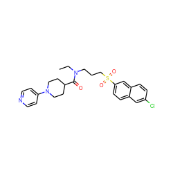 CCN(CCCS(=O)(=O)c1ccc2cc(Cl)ccc2c1)C(=O)C1CCN(c2ccncc2)CC1 ZINC000029132425