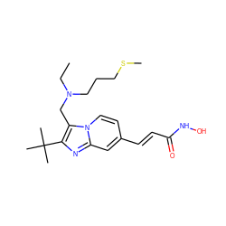 CCN(CCCSC)Cc1c(C(C)(C)C)nc2cc(/C=C/C(=O)NO)ccn12 ZINC000145123728