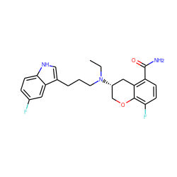 CCN(CCCc1c[nH]c2ccc(F)cc12)[C@H]1COc2c(F)ccc(C(N)=O)c2C1 ZINC000034801021