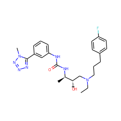 CCN(CCCc1ccc(F)cc1)C[C@H](O)[C@@H](C)NC(=O)Nc1cccc(-c2nnnn2C)c1 ZINC000029039049