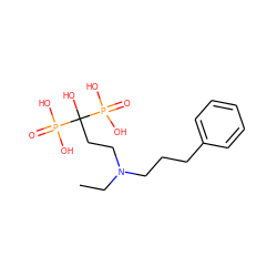 CCN(CCCc1ccccc1)CCC(O)(P(=O)(O)O)P(=O)(O)O ZINC000001551164