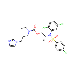 CCN(CCCn1ccnc1)C(=O)OC[C@@H](C)N(c1cc(Cl)ccc1Cl)S(=O)(=O)c1ccc(Cl)cc1 ZINC000028976139