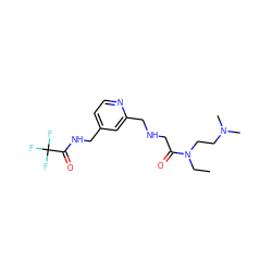 CCN(CCN(C)C)C(=O)CNCc1cc(CNC(=O)C(F)(F)F)ccn1 ZINC000224293505