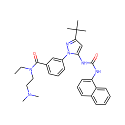 CCN(CCN(C)C)C(=O)c1cccc(-n2nc(C(C)(C)C)cc2NC(=O)Nc2cccc3ccccc23)c1 ZINC000063540261