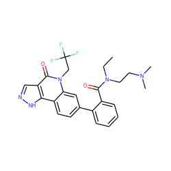 CCN(CCN(C)C)C(=O)c1ccccc1-c1ccc2c3[nH]ncc3c(=O)n(CC(F)(F)F)c2c1 ZINC000205522799