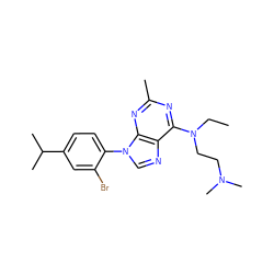 CCN(CCN(C)C)c1nc(C)nc2c1ncn2-c1ccc(C(C)C)cc1Br ZINC000013794836