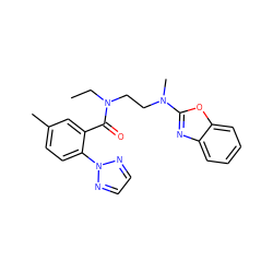 CCN(CCN(C)c1nc2ccccc2o1)C(=O)c1cc(C)ccc1-n1nccn1 ZINC000043202295