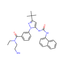 CCN(CCN)C(=O)c1cccc(-n2nc(C(C)(C)C)cc2NC(=O)Nc2cccc3ccccc23)c1 ZINC000063540232