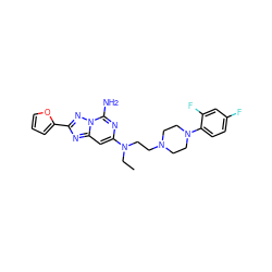 CCN(CCN1CCN(c2ccc(F)cc2F)CC1)c1cc2nc(-c3ccco3)nn2c(N)n1 ZINC000084899121