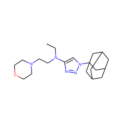 CCN(CCN1CCOCC1)c1cn(C23CC4CC(CC(C4)C2)C3)nn1 ZINC000209686693