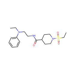 CCN(CCNC(=O)C1CCN(S(=O)(=O)CC)CC1)c1ccccc1 ZINC000004056715