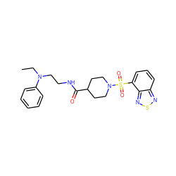 CCN(CCNC(=O)C1CCN(S(=O)(=O)c2cccc3nsnc23)CC1)c1ccccc1 ZINC000004056730