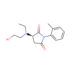 CCN(CCO)[C@@H]1CC(=O)N(c2ccccc2C)C1=O ZINC000002359727